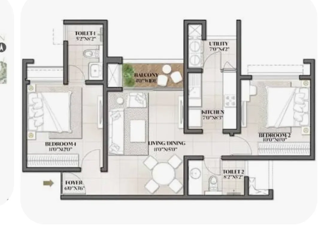 Eden Park @ The Prestige City - 2BHK